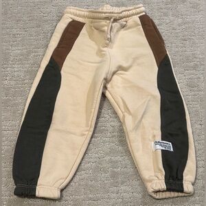 Zara Toddler Boy Sweatpants Neutral Colorblock Brown 3T